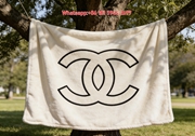 Chanel Interlocking CC Logo Minimalist Flannel Sofa Throw Blanket IMG_6728